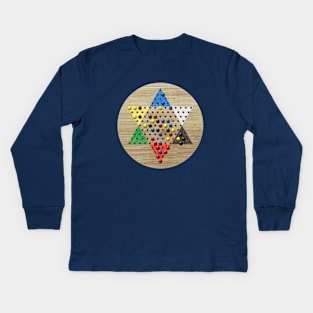 Chinese Checkers Board (weathered) Kids Long Sleeve T-Shirt